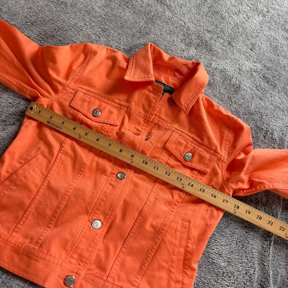 Vtg Ralph Lauren Womens Jacket Denim Orange Small Petite Rustic Cropped 19301x - Picture 10 of 11
